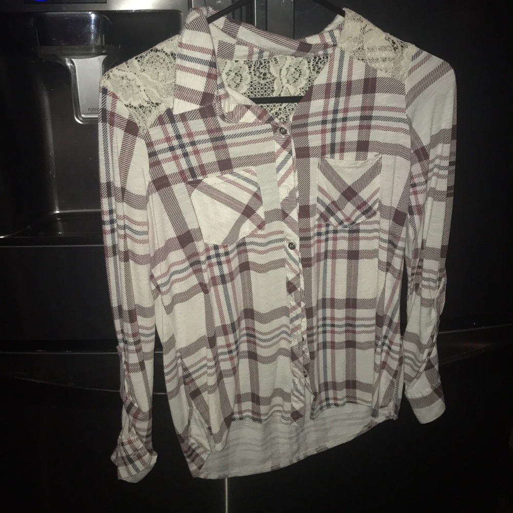 Vanity flannel lace button down